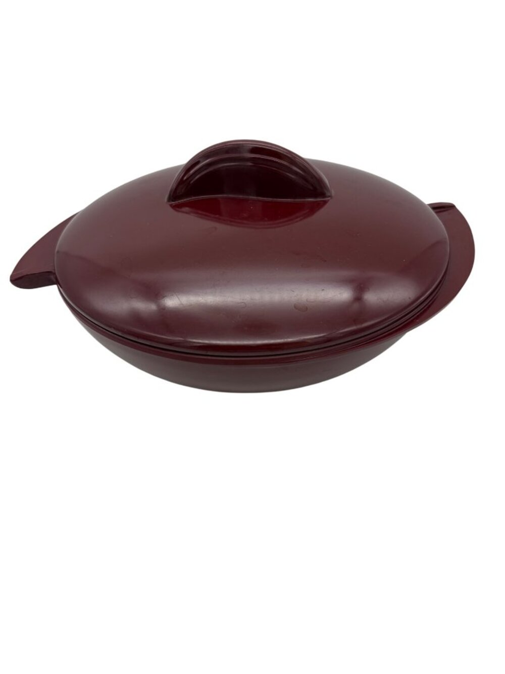 Vintage Boonton Melmac Covered Serving Bowl Burgundy 604-10 Mid Century MCM USA